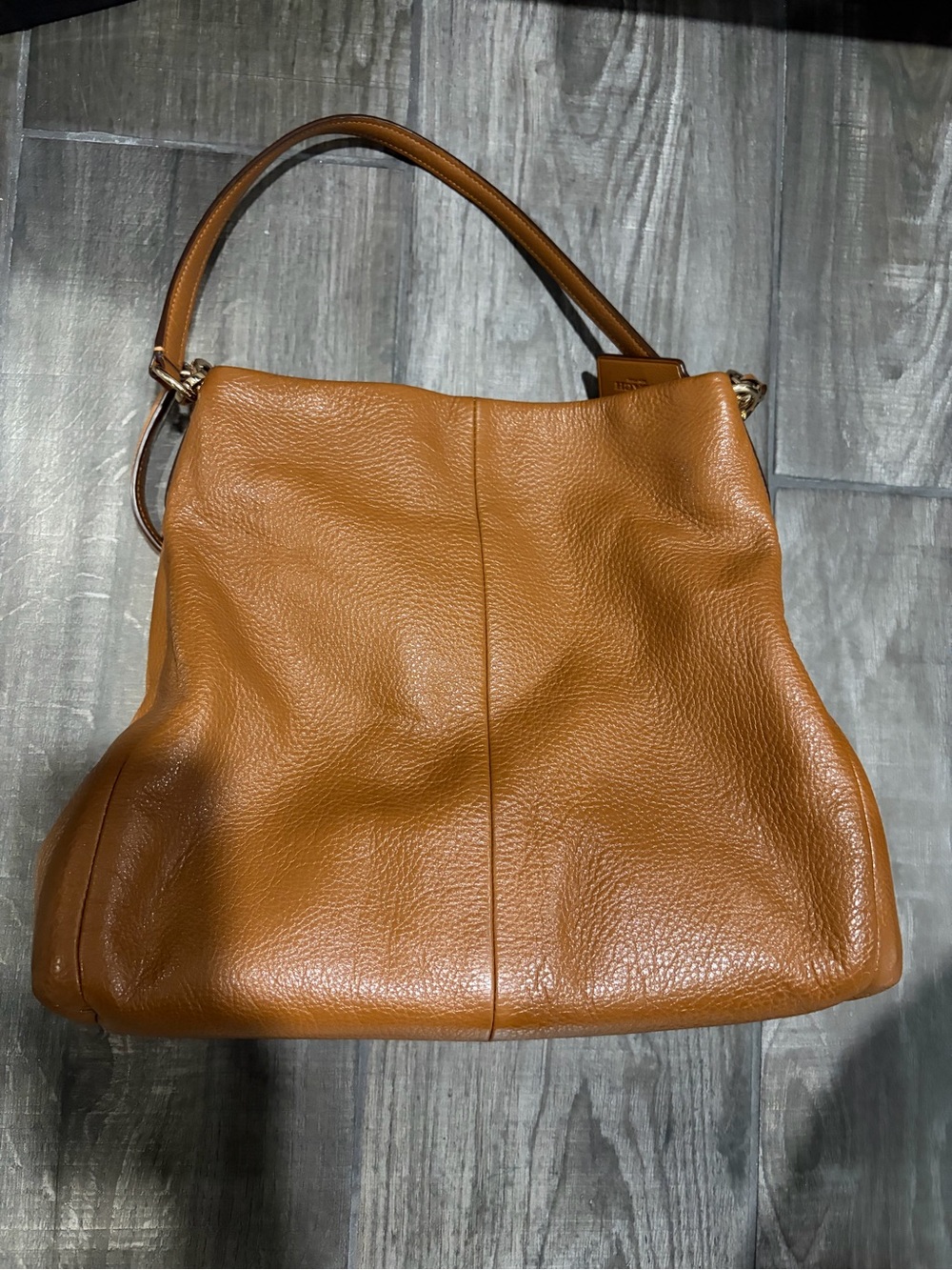 Coach Cognac Pebbled Leather Shoulder Bag